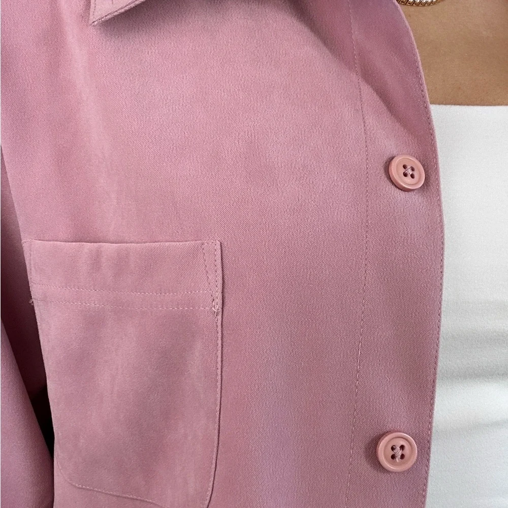 Vintage Croft & Barrow Mauve Pink Button Up Shacket Top - Picture 7 of 11